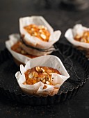 Lentil muffins with cashew nuts and candied ginger