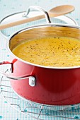 Squash soup in a saucepan