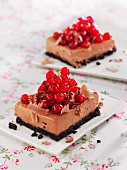 Chocolate and redcurrant slices