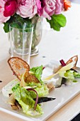 Salad with Sardines and Crispy Bread Chips