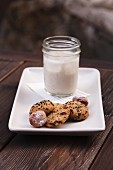 Assorted Cookies with a Glass of Almond Milk