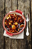 Mushroom ragout with onions and cranberries