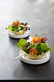 Salad in parmesan baskets