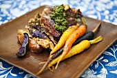 Lamb chops with colourful carrots and potatoes