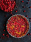 Cranberry clafoutis and fresh cranberries