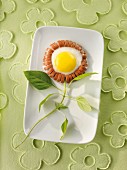 A sausage flower with a fried egg