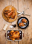 Three different poultry dishes from above