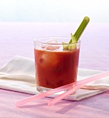 A Virgin Mary with tomato juice and celery