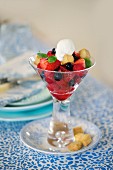 Berry salad with whipped cream
