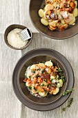Gnocchi with porcini mushrooms, thyme and parsley