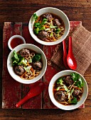 Noodle soup with meatballs (Thailand)