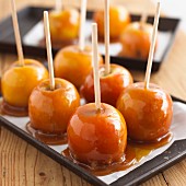 Caramel apples on sticks