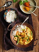 Prawn curry with rice (India)