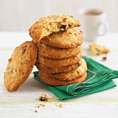 Chocolate chip cookies, stacked