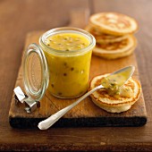 Lemon curd with passion fruit for pancake topping