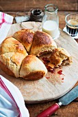 Crown loaf with peanut butter and jam