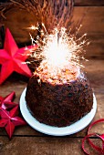 Christmas Pudding with sparklers
