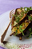 Grilled aubergines with thyme and parmesan