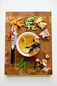 Instant Asian soup with ingredients