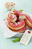 Sweet basil doughnuts with chopped nuts