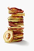 Dried and stacked apple rings