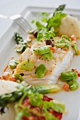 Cod with spring vegetables