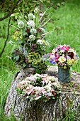 Decorative flower arrangement from a cottage garden