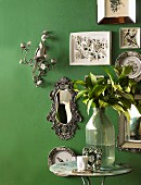 Green wall and various ornaments