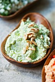 Wild garlic spread with pine nuts