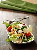 Asparagus salad with egg, prawns and mayonnaise
