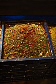 Spice mixture in a wooden box