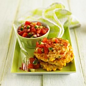 Corn fritters with tomato salsa