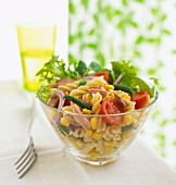 Pasta salad with fusilli, tuna and vegetables