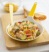 Pasta with turkey, sweetcorn and courgette