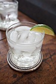 Gin Tonic mit Eiswürfeln & Limettenschnitz