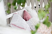 High angle view of sofa with pillows