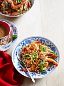 Noodle salad with king prawns (Asia)