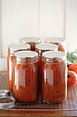 Homemade tomato sauce in jars