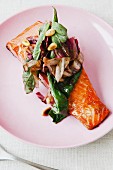 Vegetables and salmon fillet