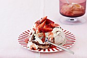 Pavlova with strawberries and chocolate