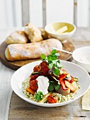 Couscous with roasted vegetables and yoghurt, for two