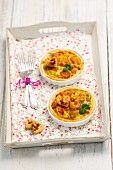 Mini quiches with curried prawns