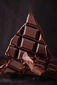 Several chunks of plain chocolate