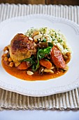 Braised chicken with vegetables and couscous