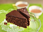 Two slices of gluten-free chocolate cake
