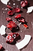Cranberries and coconut shavings