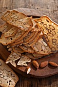 Almond biscotti on a wooden board