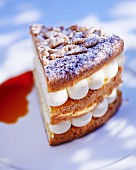 A slice of gateau tropezienne with vanilla cream (France)