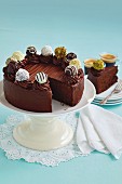 Chocolate cake with home-made chocolate truffles