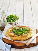 Upside-down bacon and celery tart